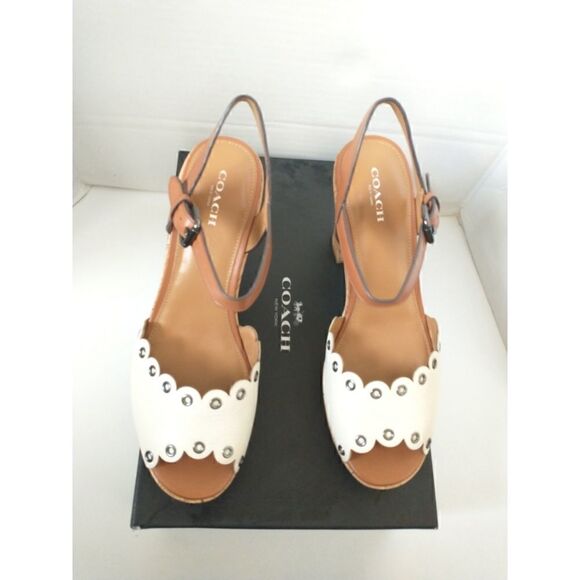 New! COACH Women's Platform Leather Sandals Shoes Chunky Heel Open-Toe Size 9 - Picture 4 of 11